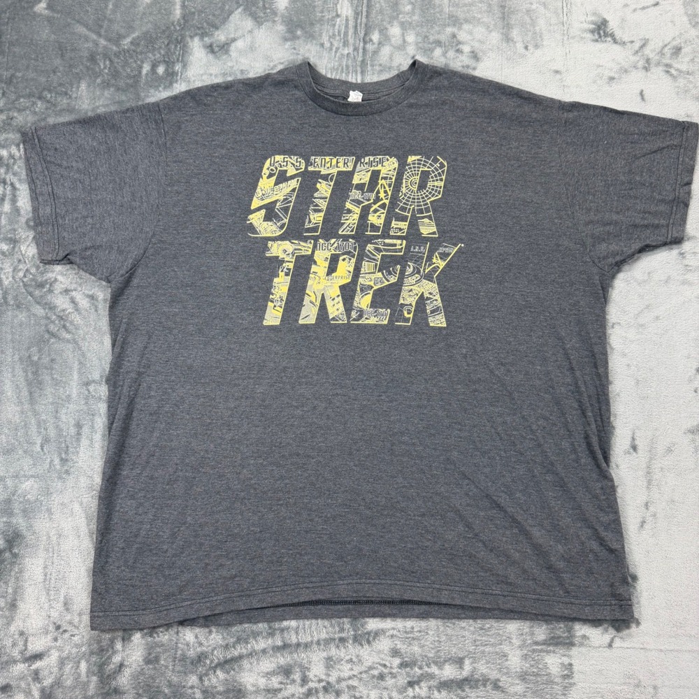 Star Trek USS Enterprise Graphic‎ T-Shirt Mens 2XL Gray Optima Cotton Wear Tee